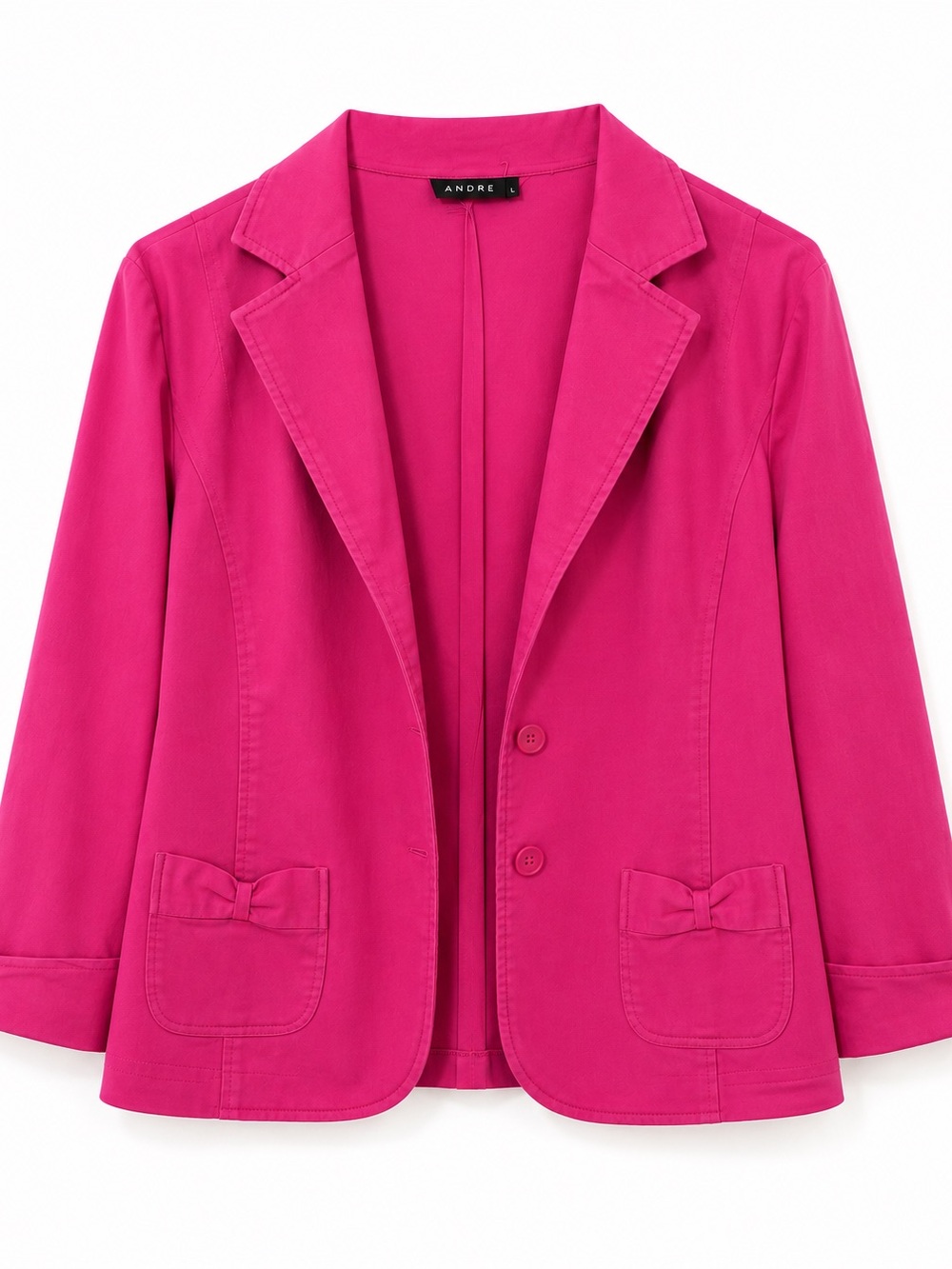 Andree Girls' Hot Pink Notch Lapel Blazer with Bow Pockets